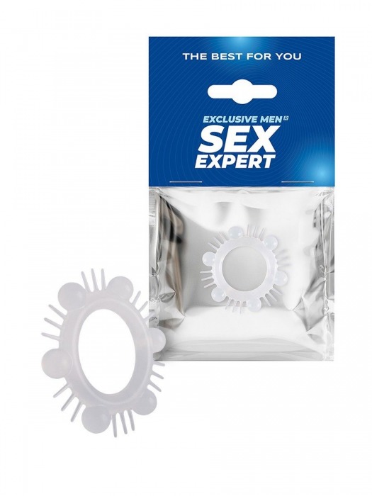 Эластичное эрекционное кольцо с шипиками и шариками - Sex Expert - в Уфе купить с доставкой