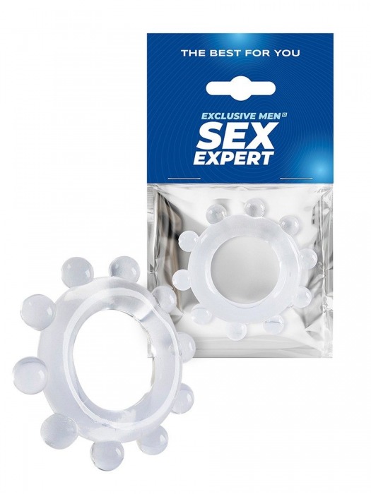 Прозрачное эрекционное кольцо со стимулирующими шариками - Sex Expert - в Уфе купить с доставкой