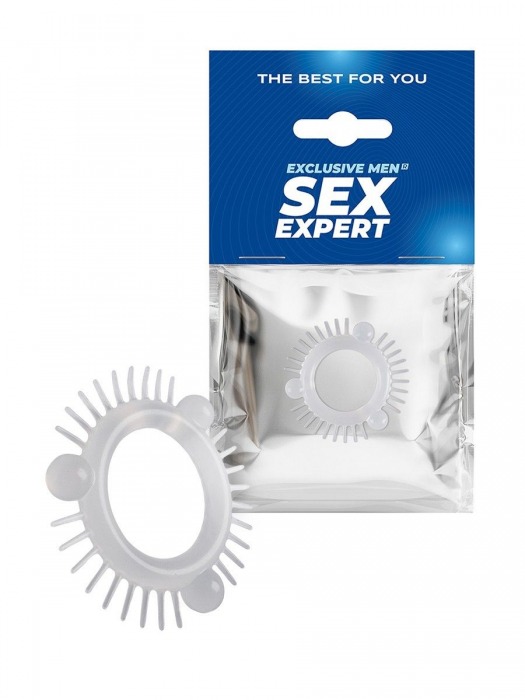 Эластичное эрекционное кольцо с 3 шариками и шипами - Sex Expert - в Уфе купить с доставкой