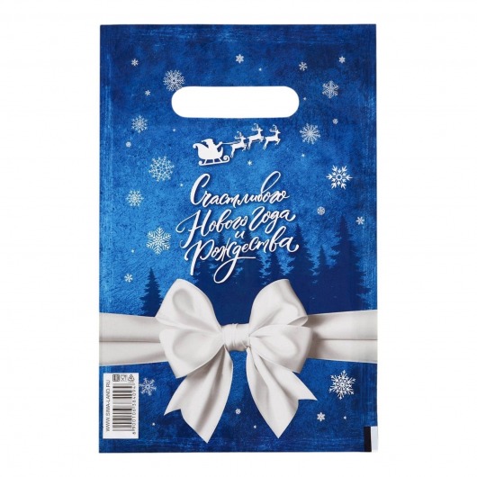 Сине-белый подарочный новогодний пакет с вырубной ручкой (20х30 см) - Сима-Ленд - купить с доставкой в Уфе