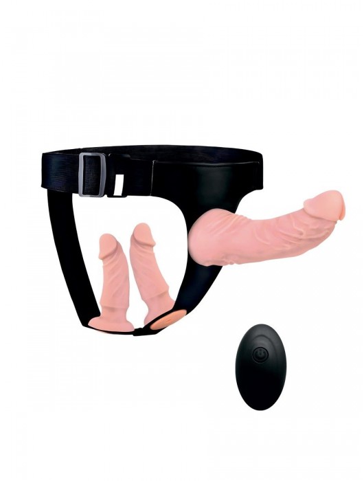 Женский страпон с 3 насадками и вибрацией - Erowoman-Eroman - купить с доставкой в Уфе