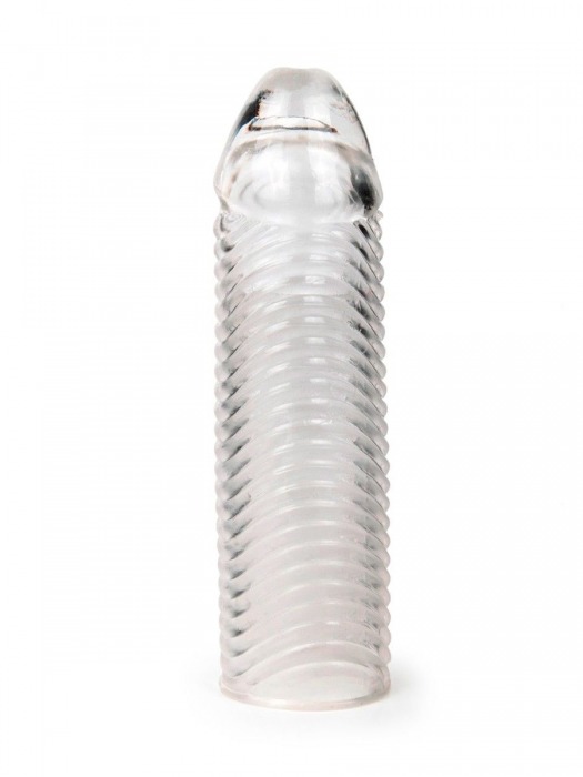 Прозрачная закрытая насадка на пенис с ребрышками - 16 см. - Sex Expert - в Уфе купить с доставкой