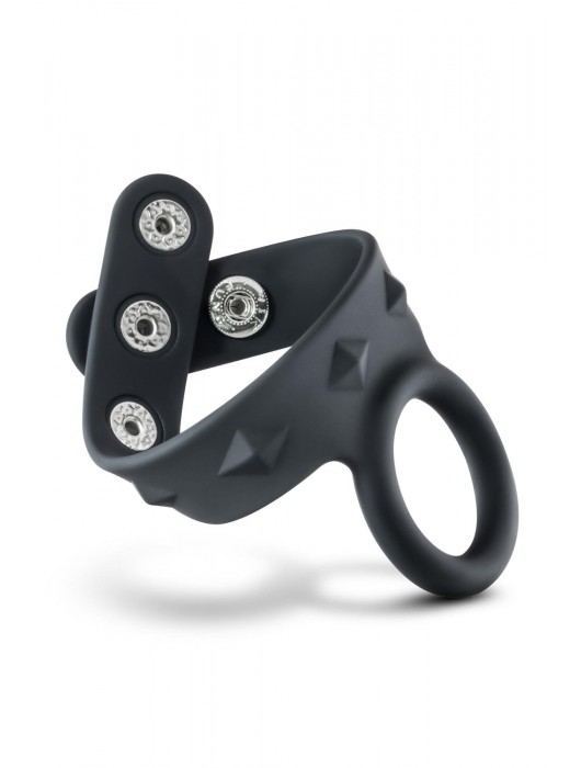 Черное эрекционное кольцо с подхватом мошонки на кнопках VS6 - Blush Novelties - в Уфе купить с доставкой
