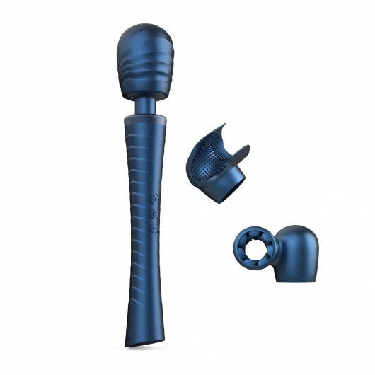 Синий вибромассажёр с насадками Man.wand Edgy - Manwan - в Уфе купить с доставкой