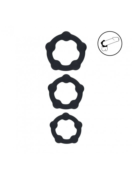 Набор из 3 эрекционных колец Beaded Silicone Cockring Set - Shots Media BV - в Уфе купить с доставкой
