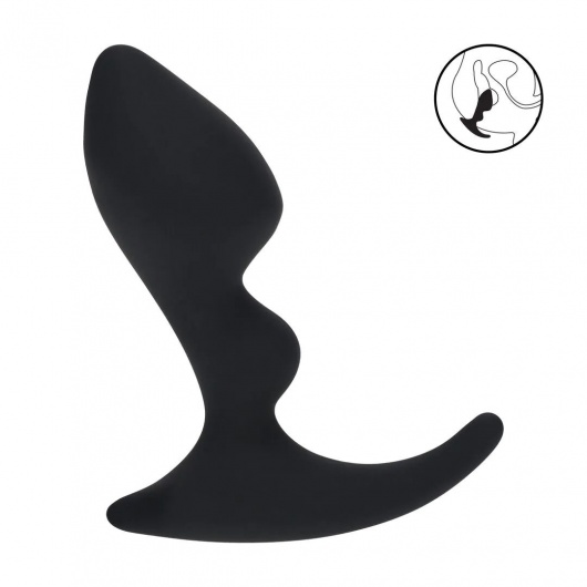 Черная анальная пробка для массажа простаты Double Ripple Silicone Prostate Massager - Shots Media BV - в Уфе купить с доставкой