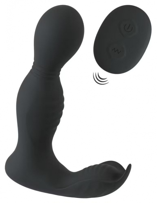 Черная анальная пробка с вибрацией, вращением и пультом ДУ RC Butt Plug with 2 Functions - Orion - в Уфе купить с доставкой