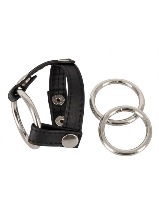 Подхват для мошонки с 3 съемными эрекционными кольцами Leder-Riemen - Orion - в Уфе купить с доставкой