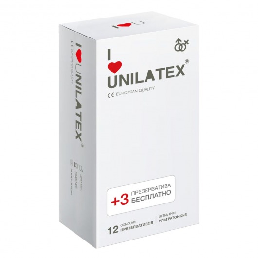 Ультратонкие презервативы Unilatex Ultra Thin - 12 шт. + 3 шт. в подарок - Unilatex - купить с доставкой в Уфе