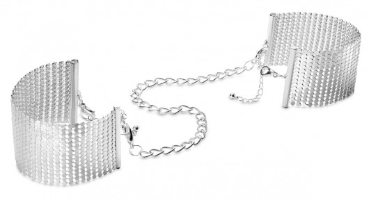 Серебристые наручники-браслеты Desir Metallique Handcuffs - Bijoux Indiscrets - купить с доставкой в Уфе