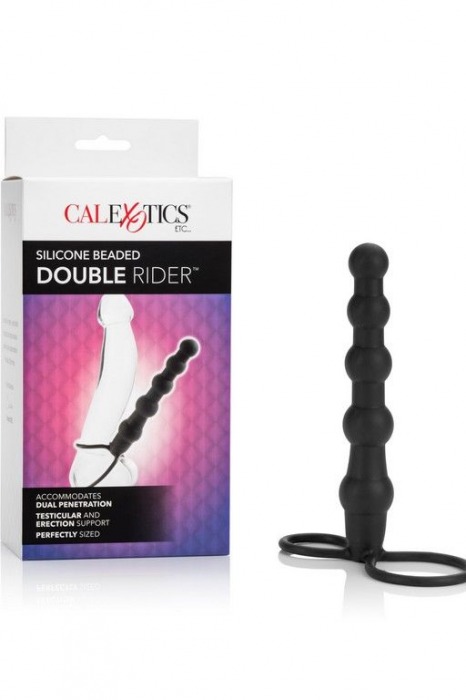 Насадка на пенис для двойного проникновения Silicone Beaded Double Rider - 14 см. - California Exotic Novelties - в Уфе купить с доставкой