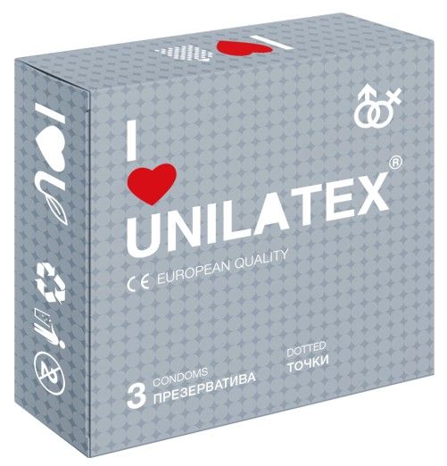 Презервативы с точками Unilatex Dotted - 3 шт. - Unilatex - купить с доставкой в Уфе