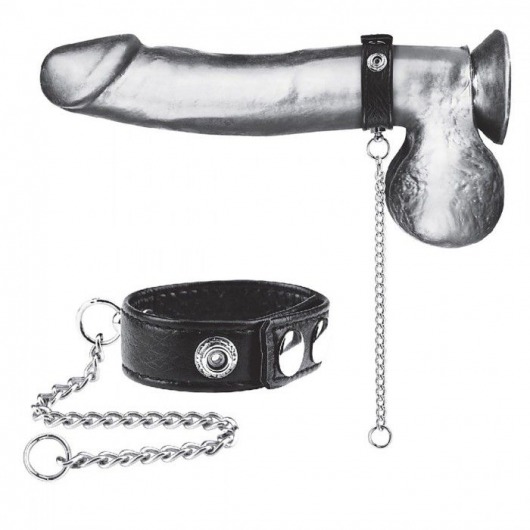 Утяжка на пенис с поводком Snap Cock Ring With 12  Leash - BlueLine - купить с доставкой в Уфе