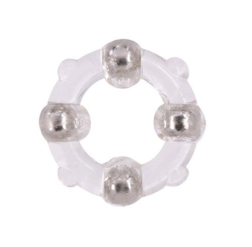 Эрекционное кольцо с 4 бусинами MENZSTUFF STUD RING CLEAR - Dream Toys - в Уфе купить с доставкой