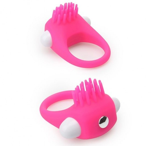 Розовое эрекционное кольцо с щеточкой LIT-UP SILICONE STIMU RING 5 - Dream Toys - в Уфе купить с доставкой