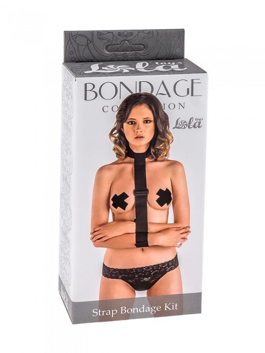 Ошейник с длинной лентой и наручниками Strap Bondage Kit Plus Size - Lola Games - купить с доставкой в Уфе