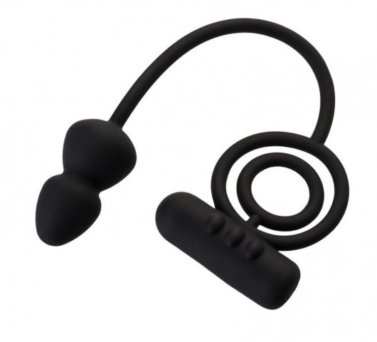 Чёрное эрекционное кольцо с вибропулькой и анальным хвостом - Erotist Adult Toys - в Уфе купить с доставкой
