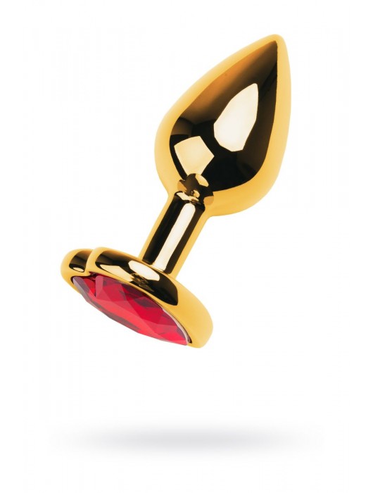Золотистая анальная пробка с кристаллом-сердцем - 7,5 см. - ToyFa - купить с доставкой в Уфе