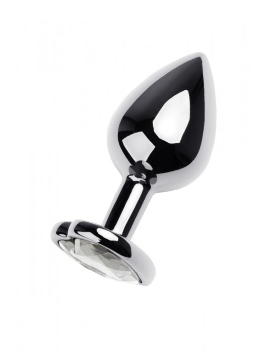 Серебристая анальная пробка с прозрачным кристаллом-сердцем - 8 см. - ToyFa - купить с доставкой в Уфе