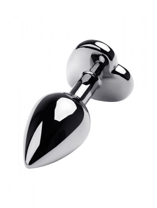 Серебристая анальная пробка с прозрачным кристаллом-сердцем - 8 см. - ToyFa - купить с доставкой в Уфе