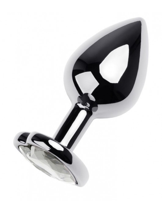 Серебристая анальная пробка с прозрачным кристаллом-сердцем - 8 см. - ToyFa - купить с доставкой в Уфе