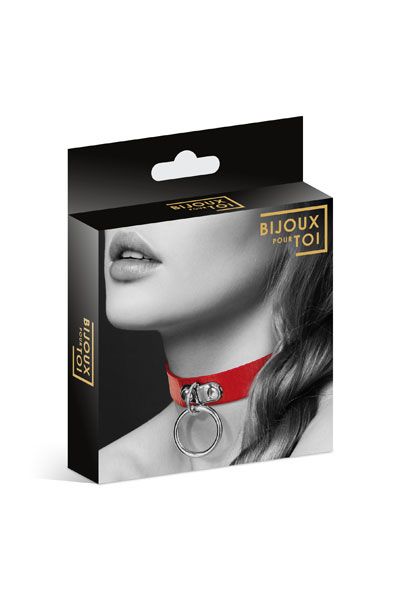 Красный узенький чокер с кольцом - Bijoux Pour Toi - купить с доставкой в Уфе