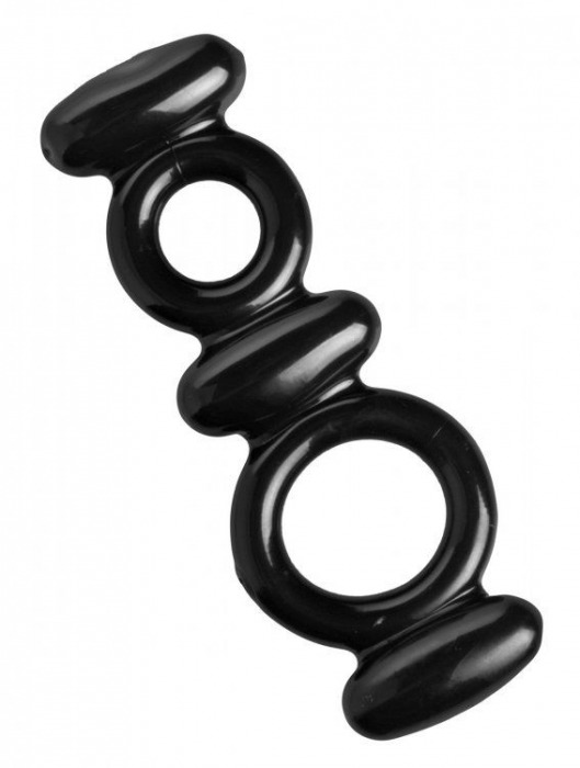 Двойное эрекционное кольцо Dual Stretch To Fit Cock and Ball Ring - XR Brands - в Уфе купить с доставкой