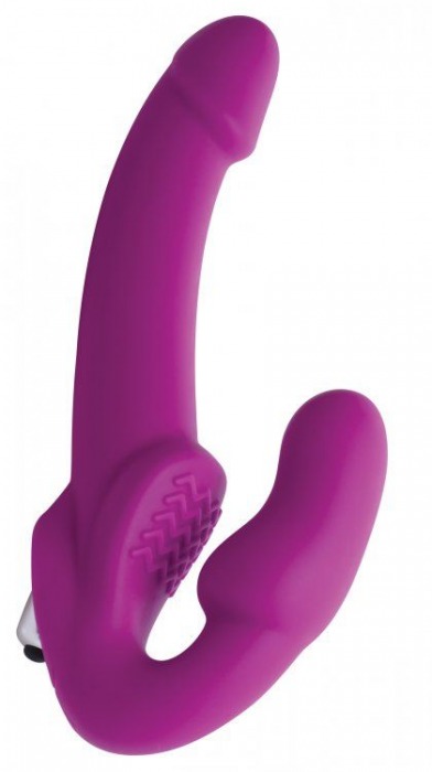 Ярко-розовый безремневой вибрострапон Evoke Vibrating Strapless Silicone Strap-on Dildo - XR Brands - купить с доставкой в Уфе