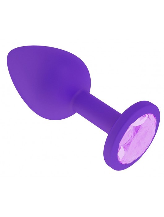 Фиолетовая силиконовая пробка с сиреневым кристаллом - 7,3 см. - Джага-Джага - купить с доставкой в Уфе