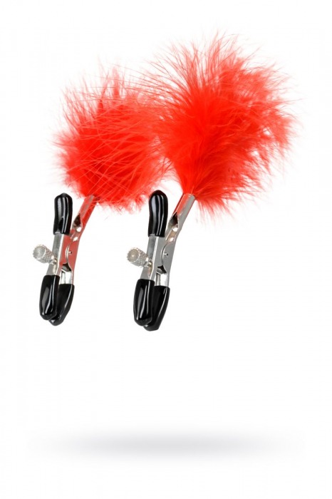 Зажимы для сосков с красным пухом Theatre - ToyFa - купить с доставкой в Уфе